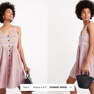 Madewell Scoopneck Tank Dress in Rainbow Stripe XL